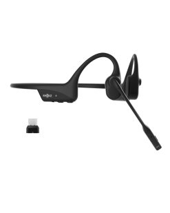 SHOKZ OpenComm2 UC 2025 Upgrade Conduction osseuse avec Adaptateur USB-C, écouteurs Bluetooth Oreilles Libres avec Micro Anti-Bruit, écouteurs sans Fil, 16 Heures d'autonomie, Signet de, Noir