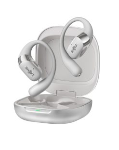 SHOKZ OpenFit 2+ Nouveaux Casques à Oreilles Libres, Dolby Audio, Crochets d’Oreille Souples, 48 Heures d’autonomie, résistance à l’Eau IP55, Recharge sans Fil, avec Sac de Transport, Gris